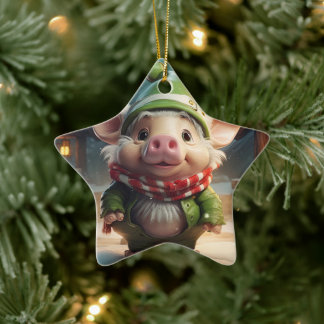 Animal Lover Gift, Farm Lover Gift, Cute Pig Ceramic Ornament