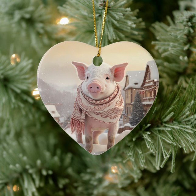 Animal Lover Gift, Farm Lover Gift, Cute Pig Ceramic Ornament (Tree)