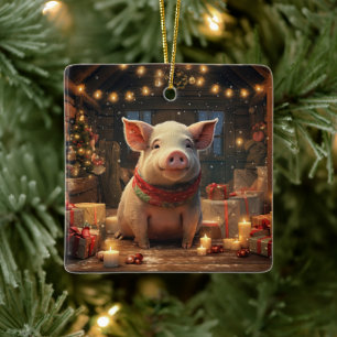 Animal Lover Gift, Farm Lover Gift, Cute Pig Ceramic Ornament