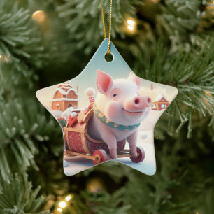 Animal Lover Gift, Farm Lover Gift, Cute Pig Ceramic Ornament
