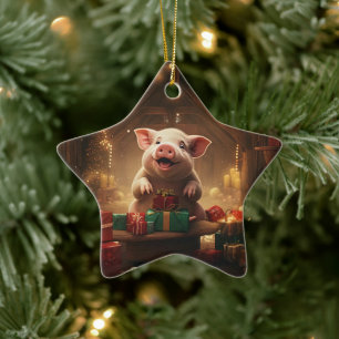 Animal Lover Gift, Farm Lover Gift, Cute Pig Ceramic Ornament