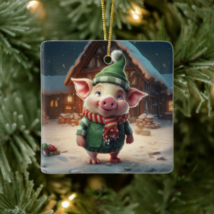 Animal Lover Gift, Farm Lover Gift, Cute Pig Ceramic Ornament