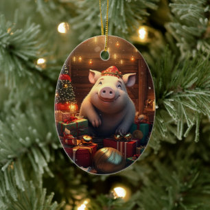 Animal Lover Gift, Farm Lover Gift, Cute Pig Ceramic Ornament