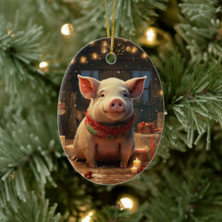 Animal Lover Gift, Farm Lover Gift, Cute Pig Ceramic Ornament