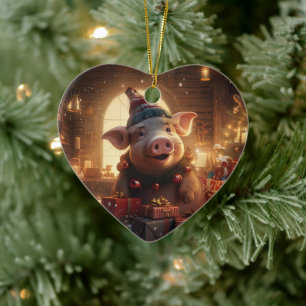 Animal Lover Gift, Farm Lover Gift, Cute Pig Ceramic Ornament