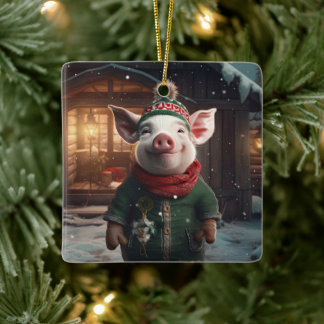 Animal Lover Gift, Farm Lover Gift, Cute Pig Ceramic Ornament