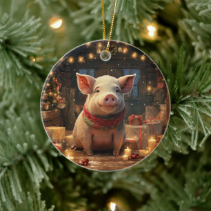 Animal Lover Gift, Farm Lover Gift, Cute Pig Ceramic Ornament