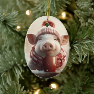Animal Lover Gift, Farm Lover Gift, Cute Pig Ceramic Ornament