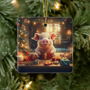 Animal Lover Gift, Farm Lover Gift, Cute Pig Ceramic Ornament