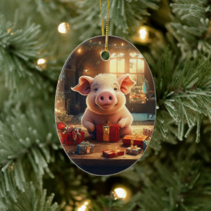 Animal Lover Gift, Farm Lover Gift, Cute Pig Ceramic Ornament