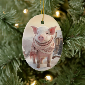 Animal Lover Gift, Farm Lover Gift, Cute Pig Ceramic Ornament