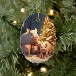 Animal Lover Gift, Farm Lover Gift, Cute Pig Ceramic Ornament