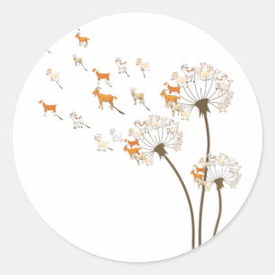 Animal Lover Gifts Goat Dandelion Flower For Men W Classic Round Sticker