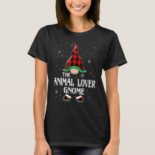Animal Lover Gnome Buffalo Plaid Matching Family C T-Shirt