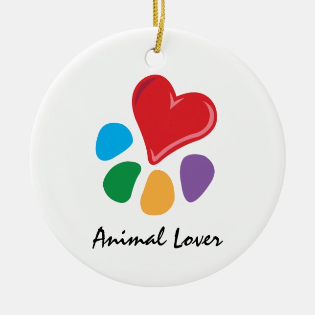 Animal Lover_Heart-Paw necklace Ceramic Tree Decoration (Front)