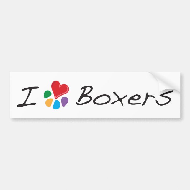 Animal Lover_I Heart Boxers Bumper Sticker (Front)