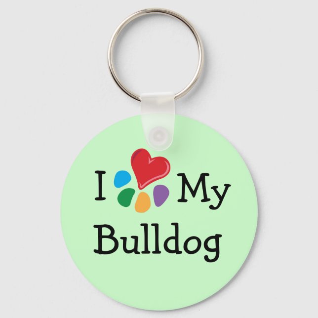 Animal Lover_I Heart My Bulldog Key Ring (Front)