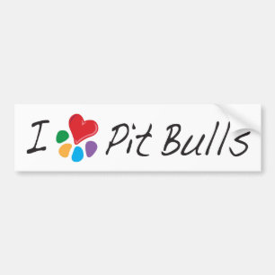 Animal Lover_I Heart Pit Bulls Bumper Sticker