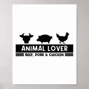 Animal Lover Stencil Design – Beef Pork Chicken Poster