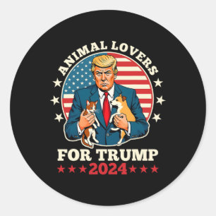 Animal Lovers For Trump 2024 Cat And Dog Campaign Classic Round Sticker