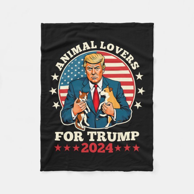 Animal Lovers For Trump 2024 Cat And Dog Campaign  Fleece Blanket (Front)
