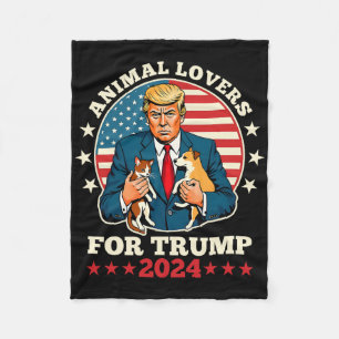 Animal Lovers For Trump 2024 Cat And Dog Campaign Fleece Blanket