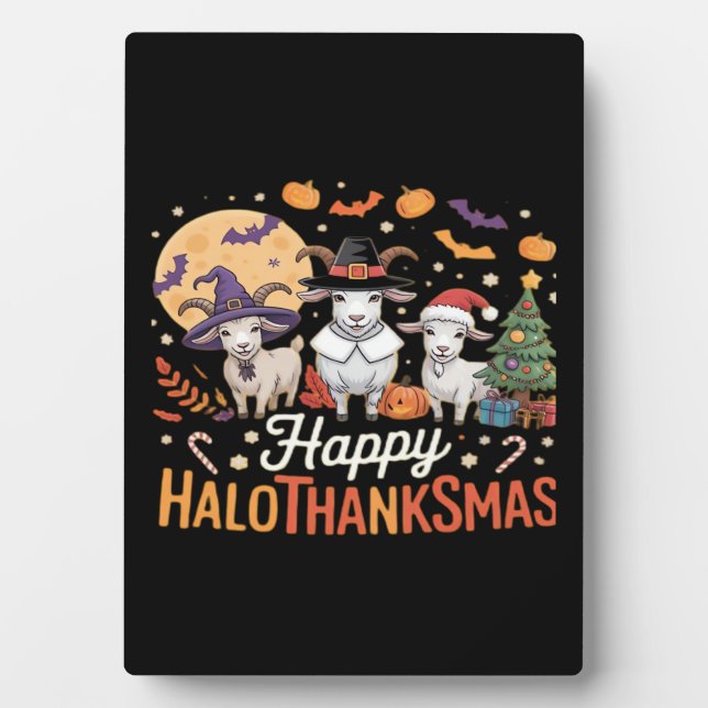 Animal Lovers Owners Happy Hallothanksmas Essentia Plaque (Front)