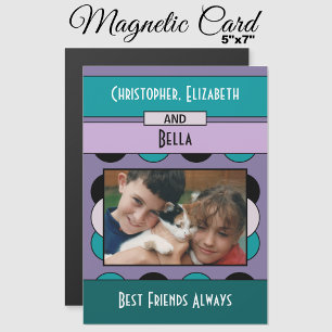 Animal lovers photo purple fridge magnetic card