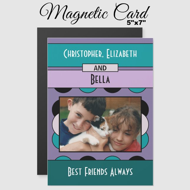 Animal lovers photo purple fridge magnetic card (Creator Uploaded)