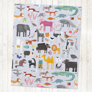 Animal Menagerie Fleece Blanket