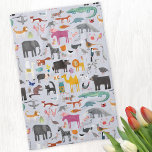 Animal Menagerie Tea Towel<br><div class="desc">All sorts of fun animals and wildlife for animal lovers everywhere.  Safari animals,  jungle,  farm,  birds,  pets and wildlife.  A monster seems to have sneaked in there too. Original art by Nic Squirrell.</div>