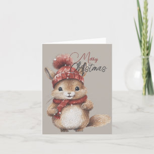 Animal Merry Christmas Folded Thank You Card