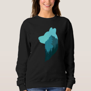 Animal Motif Wolf Head Silhouette Nature Dog Wolf Sweatshirt