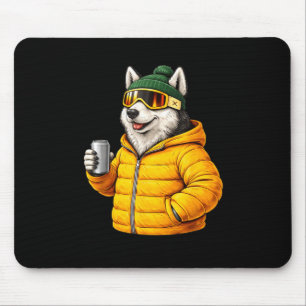 Animal motifs husky party après ski shirt skiingAn Mouse Pad