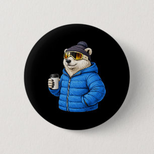 Animal Motifs Polar Bear Après Ski Shirt Skiing Wi 6 Cm Round Badge