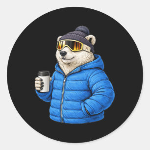Animal Motifs Polar Bear Après Ski Shirt Skiing Wi Classic Round Sticker