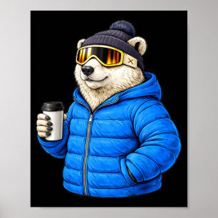 Animal motifs polar bear après ski shirt skiingAni Poster
