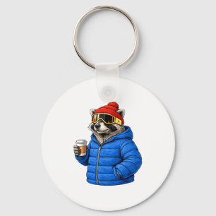 Animal motifs racoon après ski shirt skiing key ring