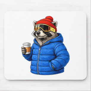 Animal motifs racoon après ski shirt skiing mouse pad
