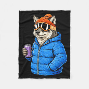 Animal motifs wolf party après ski shirt skiingAni Fleece Blanket