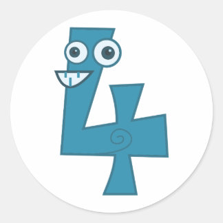 Animal number 4 classic round sticker