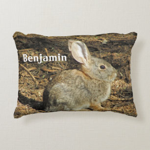 Animal Nursery Cute Brown Bunny Photo Nature Decorative Cushion
