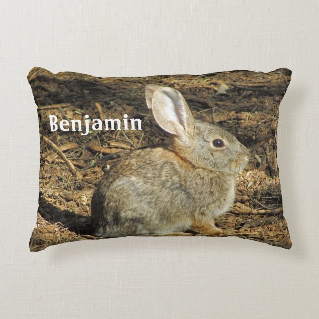 Animal Nursery Cute Brown Bunny Photo Nature Decorative Cushion (Front)