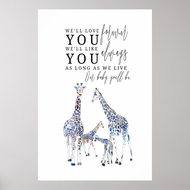Animal Nursery poster,Safari theme, Giraffe Family Poster (Front)