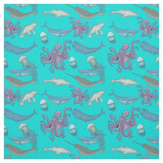 Animal Ocean Pattern Background Fabric (Swatch)