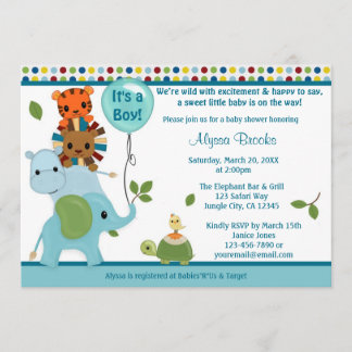 Animal Parade Baby Shower Invitation elephant APK