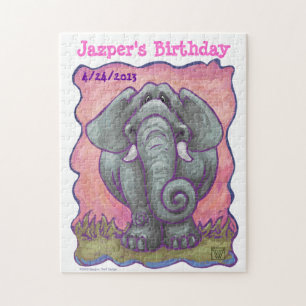 Animal Parade Elephant Custom Birthday Puzzle
