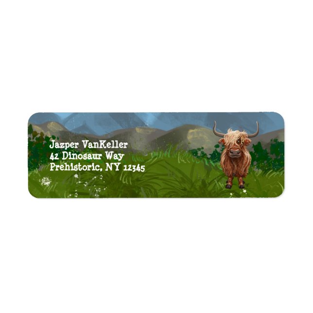 Animal Parade Highland Cow Return Address Label (Front)