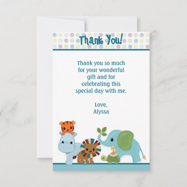 Animal Parade jungle Thank You 3.5"x5" APK (FLAT) (Front)