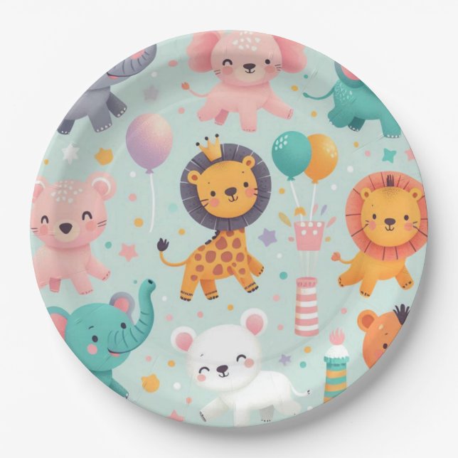 Animal Parade Paper Plate (Front)